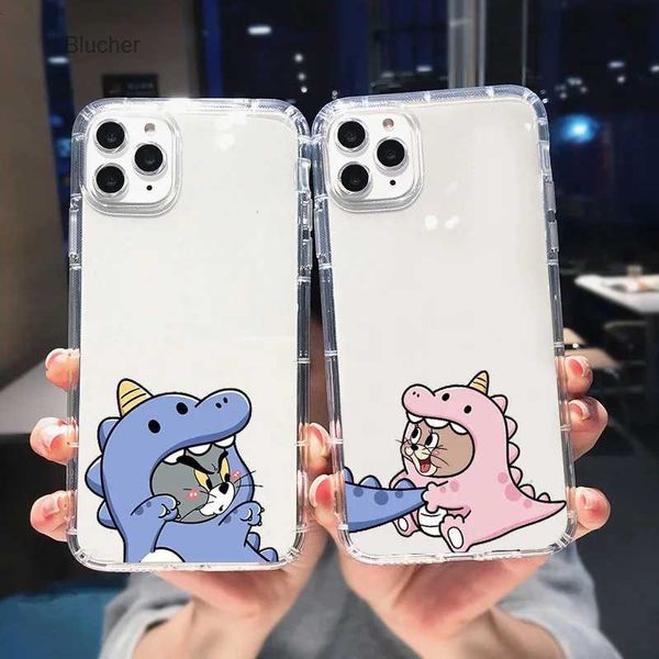 Casos de telefone celular engraçado bonito mouse dinossauro casal caso de telefone para iphone 12 13 11 14 pro max plus xr xs max x se 7 8 plus capa transparente fundasl23/10/16