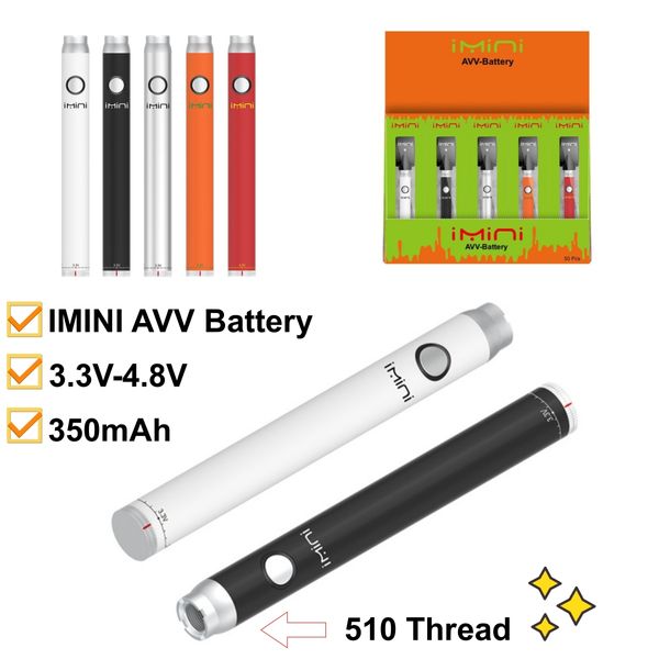 Prezzo all'ingrosso 510 Batteria Imini Vape Batteria Batteria ricaricabile Penna 350mAh Tensione regolabile 510 Filo Variabile Vape Preriscaldamento Batterie Fornitura del produttore