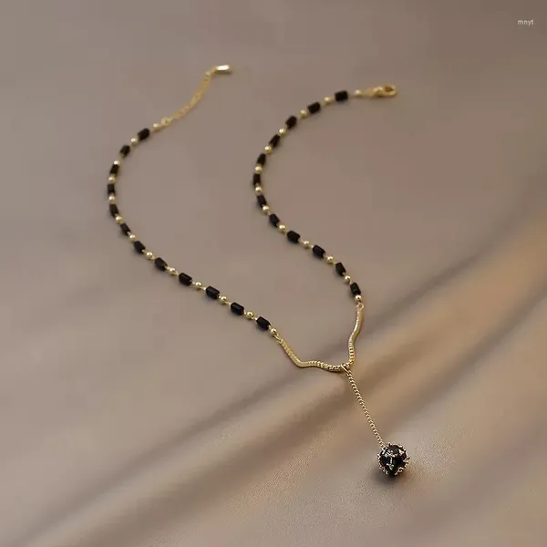 Collane con ciondolo 2023 gioielli per donna misteriosa sexy collana con sfere di zirconi di cristallo nero accessori per ragazze di lusso per feste