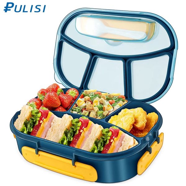 Caixas Bento 1800ML Caixa Bento para Adultos Crianças Recipiente de Almoço Bento Caixas À Prova de Fugas Micro-Ondas Máquina de Lavar Louça Segura Azul Roxo Caixa de Armazenamento de Alimentos 231013