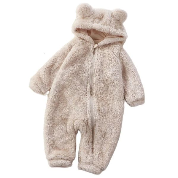 Strampler Baby Mädchen Jungen Winterkleidung Schneeanzug Teddybär Onesie Outfit Born Fleece Overall Strampler Mantel Kapuzenanzug für 0–36 Monate 231019