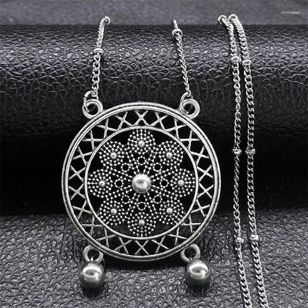 Anhänger Halsketten Vintage Hohle Heilige Geometrie Böhmen Halskette Für Frauen Legierung Schnitzerei Blume Des Lebens Ethnischen Schmuck NXH750