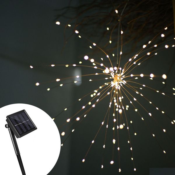 Fuochi d'artificio per decorazioni per feste Luci a corda solare 200 Lampada a LED 8 modalità Decorazione per telecomando Luce di Natale per bar per feste Casa di Natale G Otiep