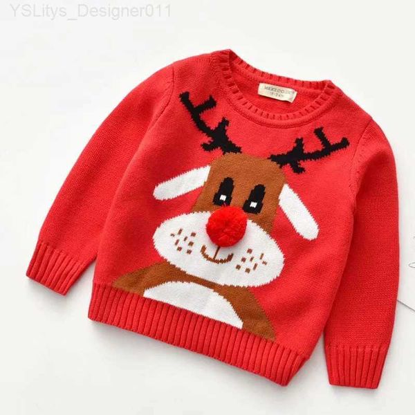 Maglioni da donna Capodanno Maglione per bambini a maniche lunghe Stampa cartoon Natale Abbigliamento per bambini Neonate Ragazzi Pullover lavorato a maglia Top Maglione per bambini L231019