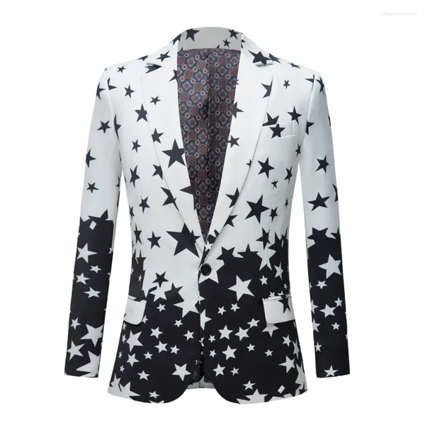Мужские костюмы со звездным принтом, приталенный костюм, куртка 2023, брендовый мужской клубный сценический пиджак, мужской формальный пиджак для свадьбы и выпускного вечера для мужчин, костюм Homme