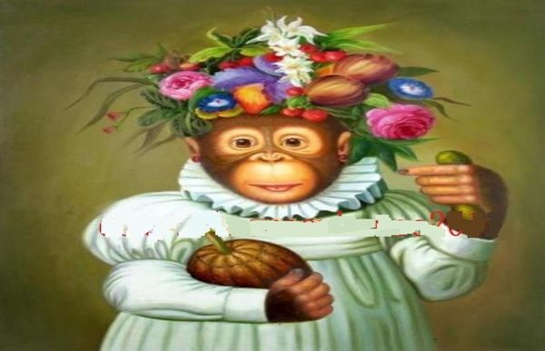Lotti WholequotLovely Monkey quot Dipinto a mano Decorazione murale Arte animale Pittura a olio su tela Multi dimensioni disponibili Cornice Opt4994509