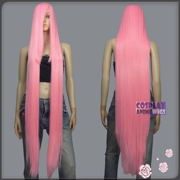 130 cm rosa claro Hi Temp série 55 cm extra longo bang perucas cosplay 99 LLP251p