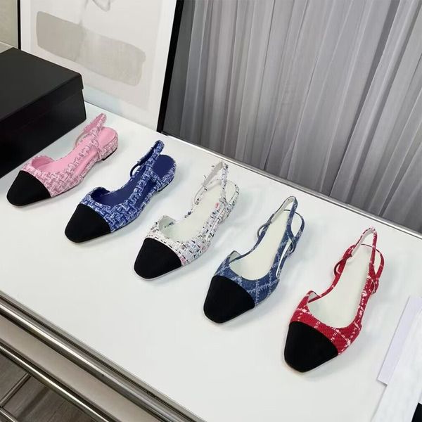 Klasik Lady Sandal Tasarımcı Ayakkabı Deri Dış Tabanı Sandalet Parti Mektubu Ekleme Kadınlar Dans Elbise Ayakkabı Süet Ayakkabı Süet Panel Kadın Ayakkabı Boyutu 34-42 Kutu