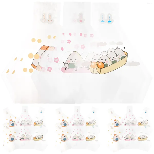 Set di stoviglie 50 pezzi Triangolo di palline di riso Confezione di sacchetti di caramelle Involucri di onigiri sfusi Decorazione di alghe Plastica giapponese