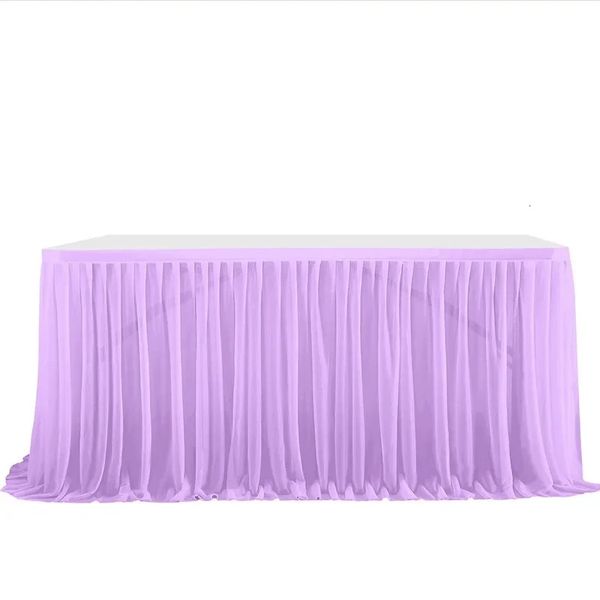 Saia de mesa Saia de mesa Decoração doce Pano de aniversário Casamento Acessórios para casa Festa Tule Capas Branco Rosa Roxo Toalha de Mesa Retangular 231019