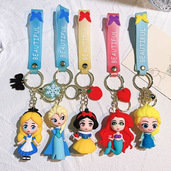 Anime princesa chaveiro dos desenhos animados de borracha macia pvc carro pingente saco escolar silicone anime presente aniversário