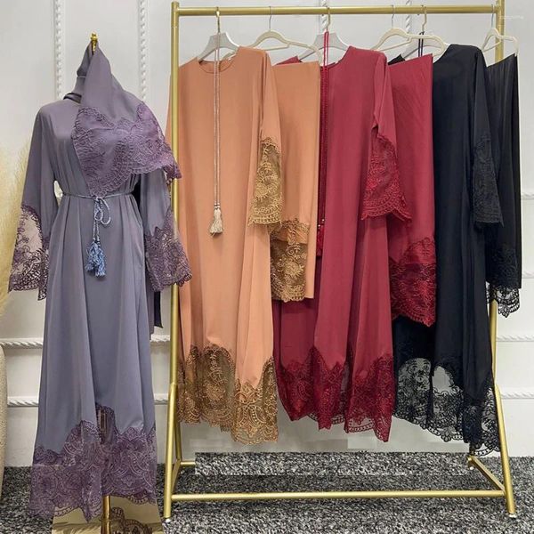 Abbigliamento etnico Ramadan Eid Abaya Abito da donna ricamato Modest Turchia Djellaba Hijab Dubai Femme Musulmane Jilbab Abito da festa islamico