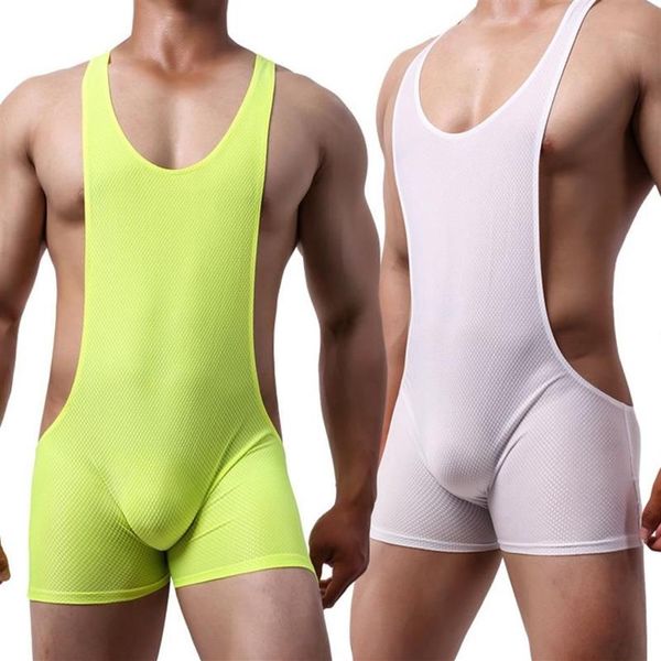 Erkekler G-Strings Erkekler Seksi Mesh Bodysuit Güreş Singlet Gay Nefes Alabilir Jockstrap İç çamaşırı erotik iç çamaşırı fitness eğitmeni S270E