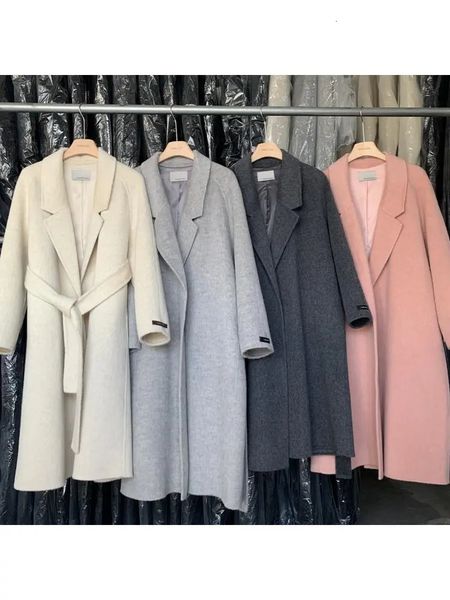 Misto lana da donna Autunno-Inverno Capispalla in alpaca fatti a mano Giacche da donna Bavero Stile vestaglia Allentato Cravatta con lacci Cappotti lunghi 231018