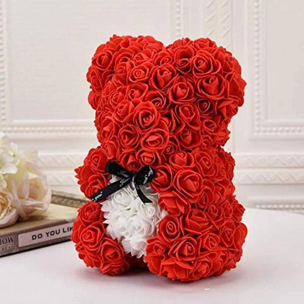 Dekorative Blumen, 9 Stück, Valentinstagsgeschenk, 25 cm, rote Rose, Teddybär, Seifenschaum