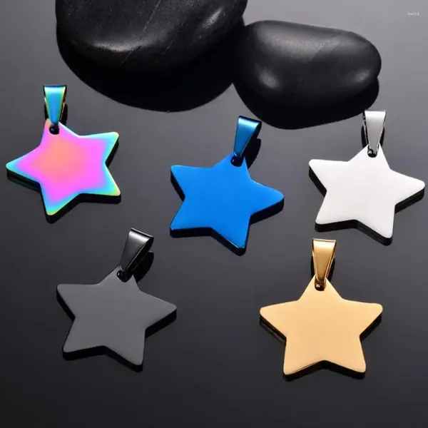 Colares pendentes 5pcs estrela por atacado 5 cores unissex aço inoxidável estampagem em branco tags de cachorro jóias descobertas de jóias 24x25 mm