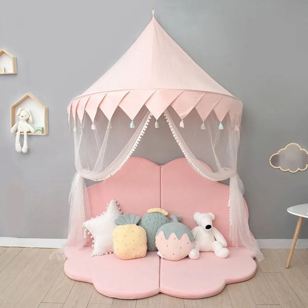 Speelgoedtenten Nordic Kinderen Speeltent Roze Prinses Kasteel Speelhuis Tipi Enfant Indoor Baby Meisjes Wieg Luifel Net Bed Tent Kinderkamer Decor 231019