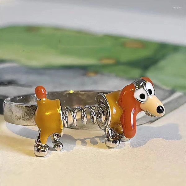 Cluster Ringe Punk Lustiger Frühlingshund Ring Kindlicher Cartoon Welpe Niedlich Kpop Mädchen Zeigefinger Verstellbare Öffnung für enge Freunde Kinder