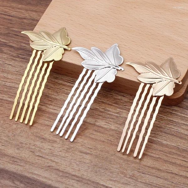 Grampos de cabelo 10 PCS 35 65mm Metal Cobre Folha Pentes Ouro/Prata Cor DIY Acessórios Para Fazer Jóias