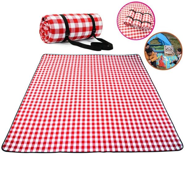 Outdoor-Pads, rot, weiß, kariert, für den Außenbereich, faltbar, wasserdicht, Picknick-Matte, modisch, verdicktes Pad, atmungsaktiv, weich, tragbar, für Camping, Reisen, Strand, Decke 231018