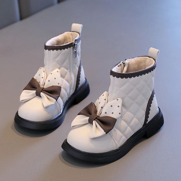 Сапоги, корейские весенне-осенние милые короткие сапоги для девочек, детские ботинки принцессы в горошек с бантом, детская модная обувь 231019