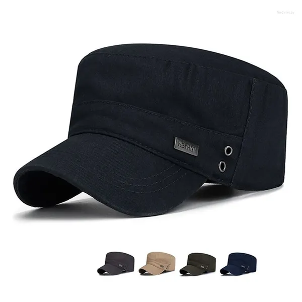 Top kapakları yıkanmış pamuk askeri gündelik düz üst şapka erkekler kadın kadet ordu kapağı ayarlanabilir benzersiz tasarım vintage dört mevsim