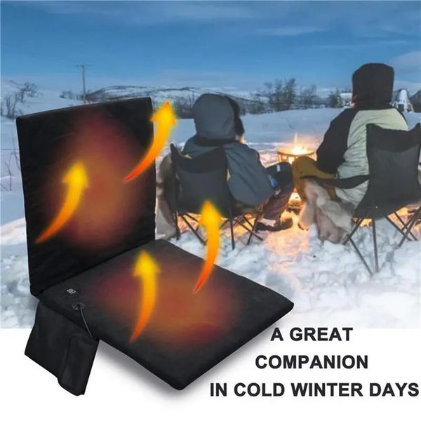 Cuscinetti per esterni Fodera per sedia calda Cuscino per sedia riscaldato Cuscino per divano riscaldato da campeggio esterno Regolatore di temperatura a 3 livelli Cuscino riscaldante per sedile 231018