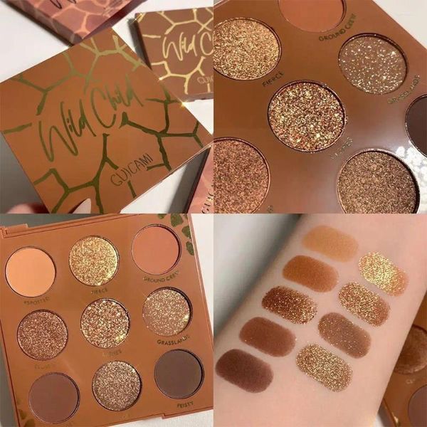 Sombra de olho 9 cores rico chocolate quente selvagem criança sombra paleta brilho fosco nude pigmento shimmer maquiagem r9y2