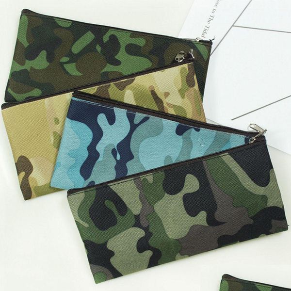 Potloodtassen Groothandel Camouflage Cosmetische Tas Jongens Meisjes Pen Opbergdoos Camo Zip Pouch Borstelhouder Make-up Organizer 4 Stijlen Drop Dhr2M