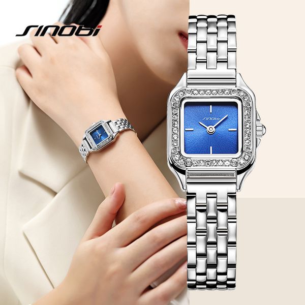 Damenuhr, hochwertige Luxusuhr in limitierter Auflage, kleine quadratische Uhr mit Diamantuhr, wasserdichte Quarzuhr mit Batterie