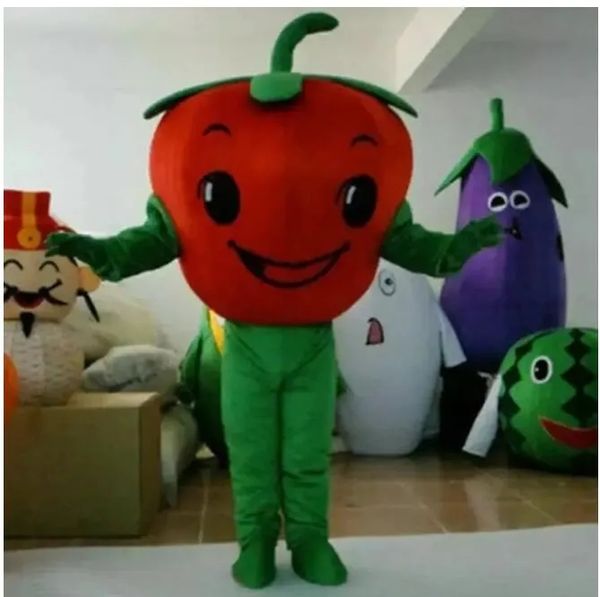 2024 Costume della mascotte del pomodoro di Halloween Vestito da festa Vestito da festa di carnevale di Natale Costumi di fantasia Vestito per adulti