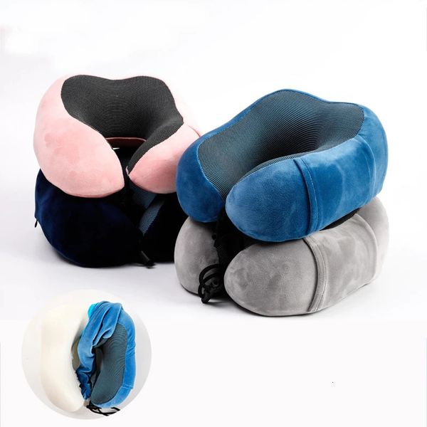 Cuscino Memory Foam Cuscini per il collo a forma di U Morbido rimbalzo lento Cuscino da viaggio spaziale Cuscino sanitario Poggiatesta da viaggio per aereo Cuscino unisex 231013