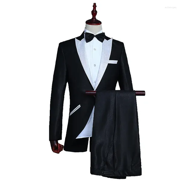 Abiti da uomo Abito da smoking PerforMence Cappotto Pantalone Due pezzi Set Un bottone Lungo Nero Abbigliamento uomo di lusso Grigio Casual