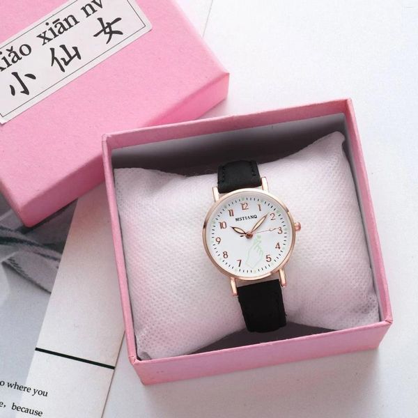 Relógios de pulso na moda senhoras relógios de pulso luminoso mulheres simples casual pulseira de couro relógio de quartzo relógio montre femme relogio feminino