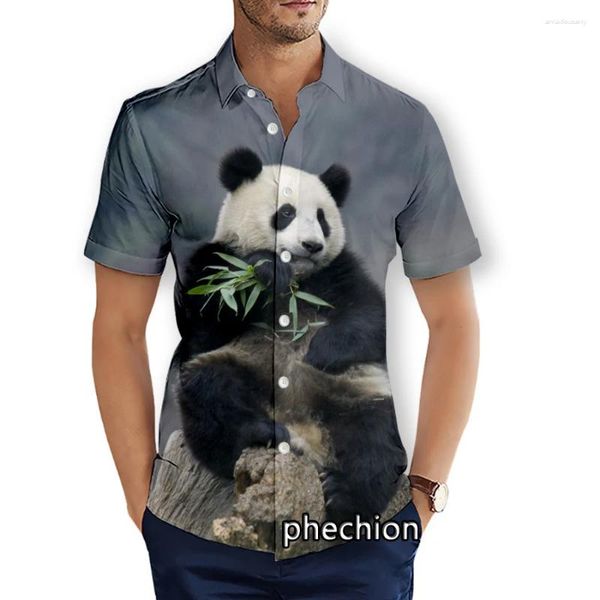 Camisas casuais masculinas Phechion verão mens manga curta praia animal panda 3d impresso moda streetwear homens tops x124