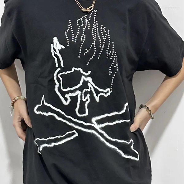 Мужские футболки Y2k Одежда High Street MMJ Скелет с принтом с коротким рукавом Женская свободная удобная футболка высокого качества высшего качества