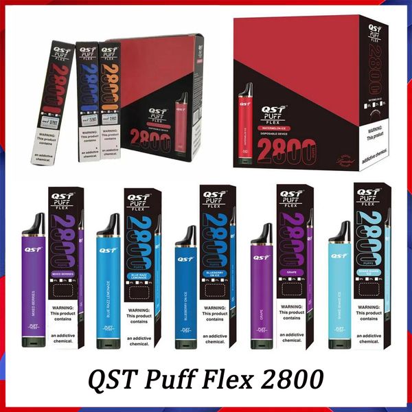 Original QST Puff Flex 2800 Puffs E-Zigarette Einweg-Vape-Stift-Kits 2% 5% 2800 Puffs 8 ml vorgefüllt 28 Geschmacksrichtungen