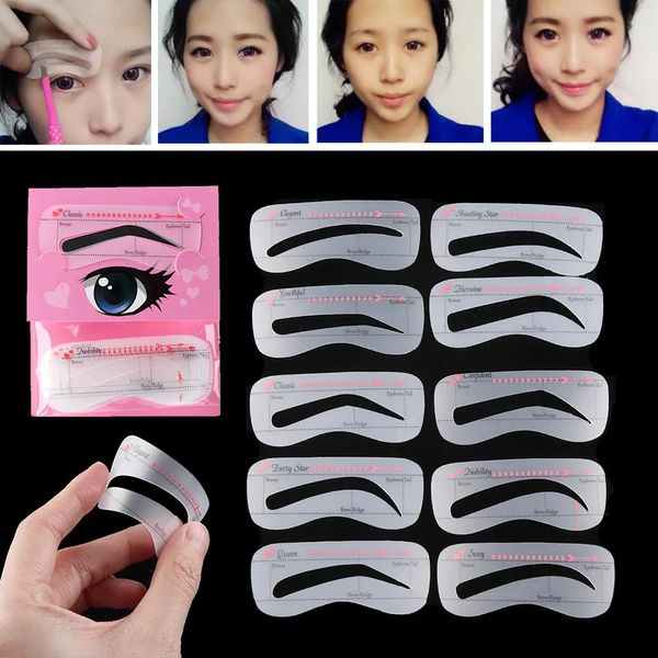 Ferramentas de maquiagem 10 PCS Mulheres Moda Sobrancelha Stencil Reutilizável Grooming Shaper Template Eye Makeup Tools Adesivos Sobrancelha Tatuagem Cosméticos 231019