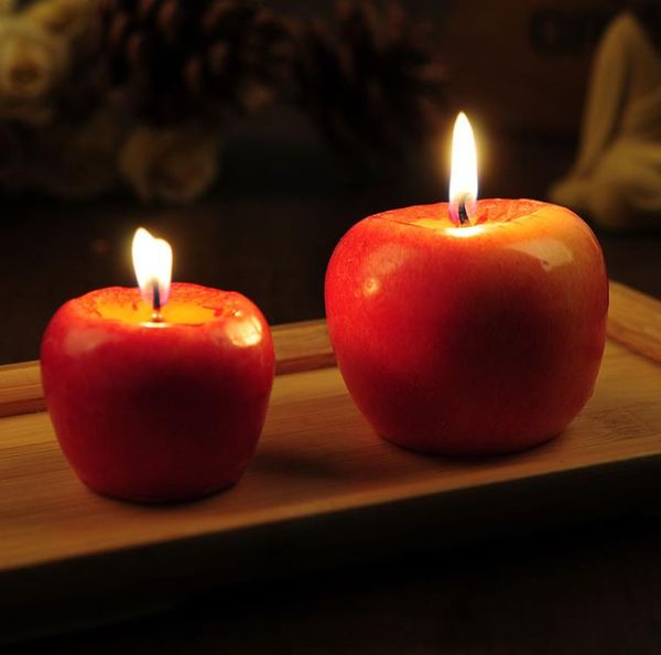 Vela de maçã vermelha s/m/l com caixa, formato de fruta, velas perfumadas, lâmpada de aniversário, presente de casamento, festa de natal, decoração de casa, atacado sn5297