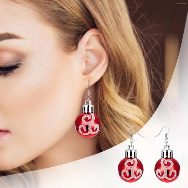 Brincos de argola engraçados de Natal fofos moda feminina meninas bola