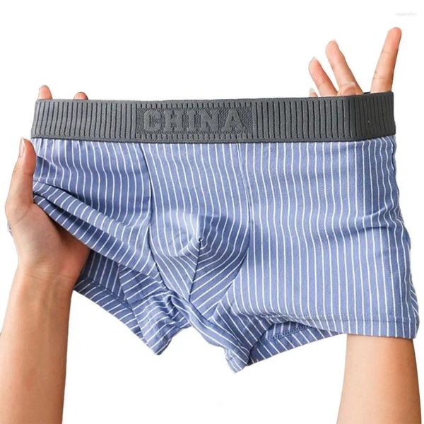 Mutande da uomo Boxer Stampa a righe Patchwork Colore Pantaloncini Slip Vita media U-convesso Mutandine ad alta elasticità Biancheria intima 2023