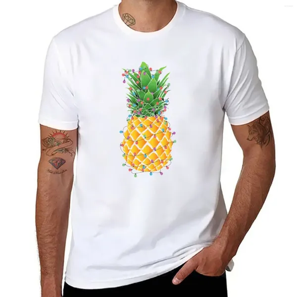 Polos masculinos abacaxi árvore de natal camiseta personalizada tops camisetas para homens algodão
