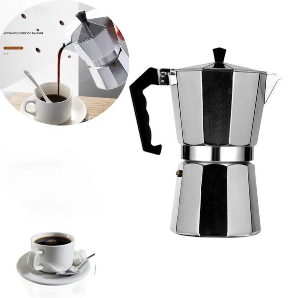 Cafeteiras Moka Pote Máquina de Café Italiana Espresso Alumínio Geyser Cafeteira Chaleira Latte Fogão Clássico Café Barista Acessórios 600ml 231018