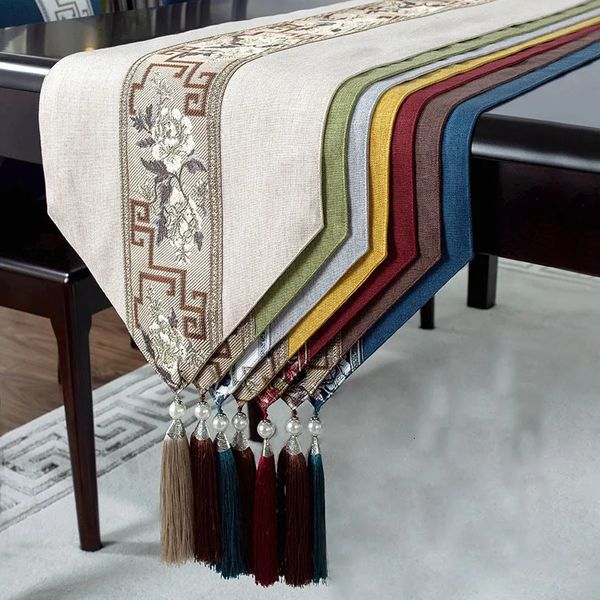 Runner da tavolo stile cinese in cotone lino jacquard con nappe decorative bandiera soggiorno el 231020