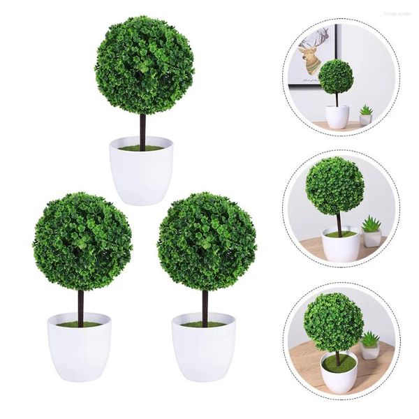 Dekorative Blumen Vosarea Home Decor Künstliche Buchsbaumkugeln, Formschnittbäume, Grünpflanzen (3er-Pack)