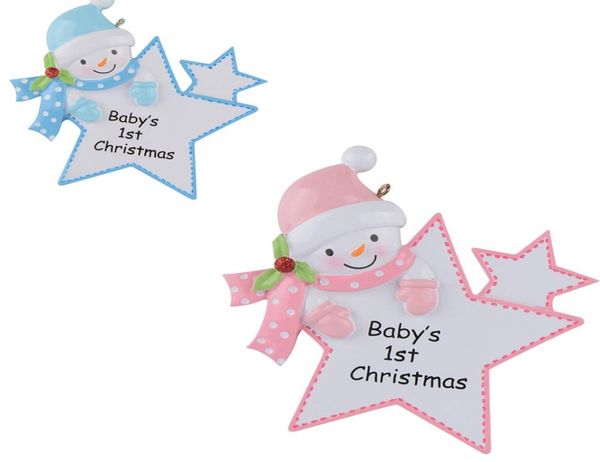 Maxora Personalizzato Baby First Christmas Ornaments Blue Boy Pink Girl Star Come souvenir artigianale per regali per bambini Natal2468548