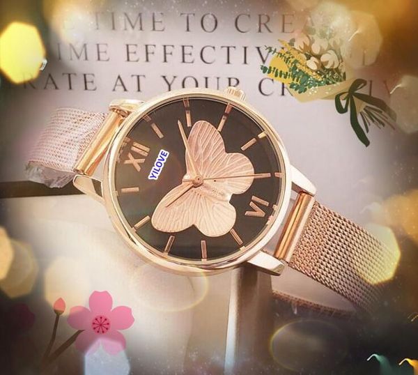 Relógio feminino popular com mostrador esqueleto de abelha 3D tamanho pequeno relógio de bateria movimento de quartzo malha de aço inoxidável ultrafino rosa ouro prata cor pulseira relógio de pulso presentes