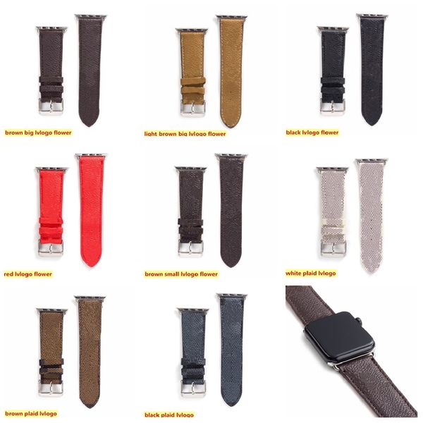 Designer Watch Band Celular Relógios Inteligentes para IWatch 38mm 40mm 41mm 42mm 44mm 45mm 49mm Letras de Impressão de Couro Pulseira de Relógio com Samsung 20mm 22mm
