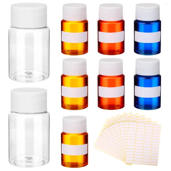 Esponjas de maquiagem 10pcs garrafas transparentes 30ml boca larga tipo recipientes vazios com etiquetas para armazenar pó sólido líquido