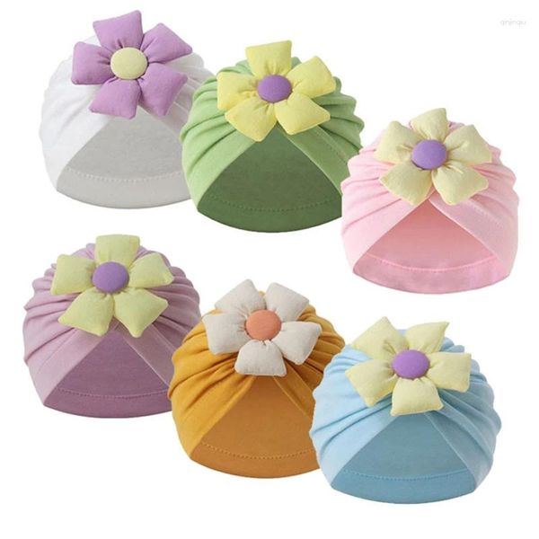 Accessori per capelli Turbante Cappello per bambina Cappello con nodo floreale carino Berretto in cotone nato indiano per bambini Copricapo per bambini Neonato